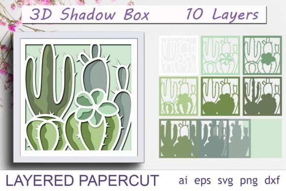 Download Cactus 3d Shadow Box Layered Svg - Cactus 3d shadow box Collection