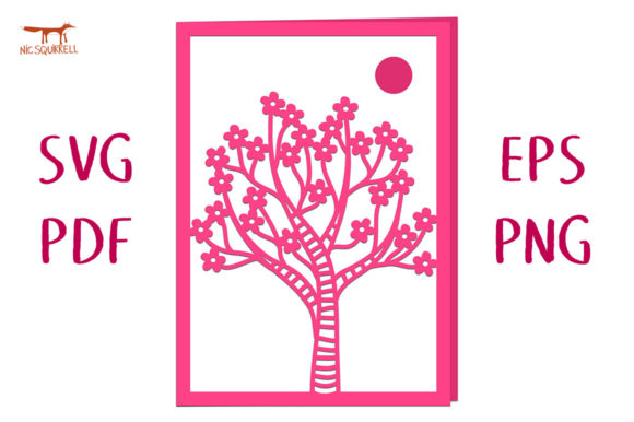 Download Cherry Tree in Blossom Card SVG Cut File - Premium Bundle