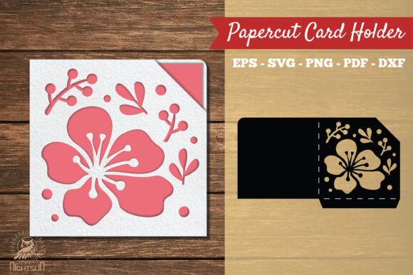 Download Cherry Blossom Papercut Card Holder SVG - Premium Resources