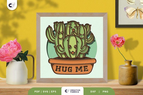 Download Cute Cactus 3D Shadow Box SVG - Cactus 3d shadow box Collection