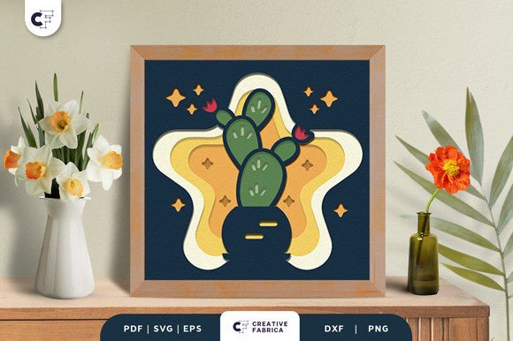 Download Potted Cactus 3D Shadow Box SVG - Cactus 3d shadow box Collection